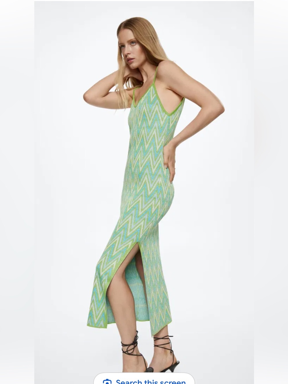 Mango Lime & Aqua Zigzag Knit Dress